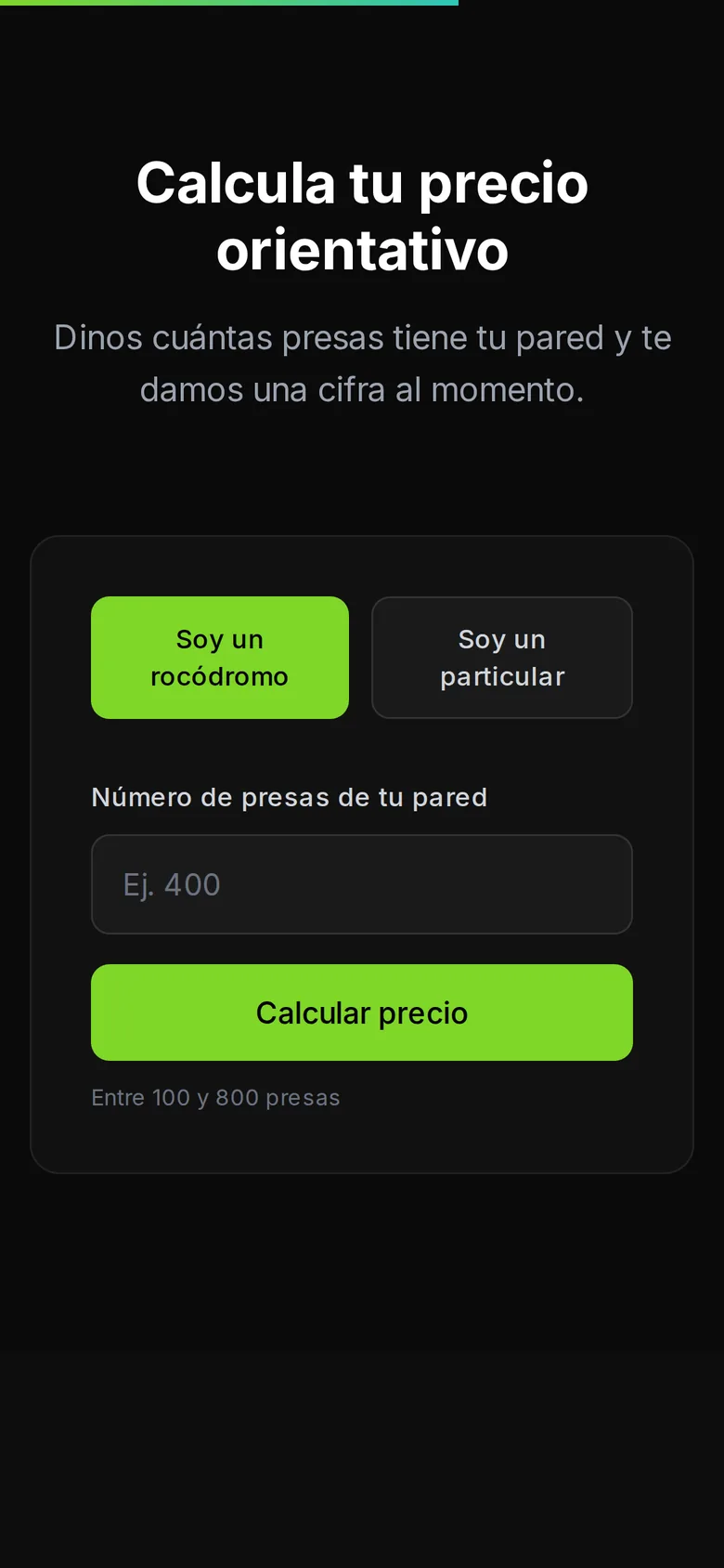 Calculadora de precio en el móvil